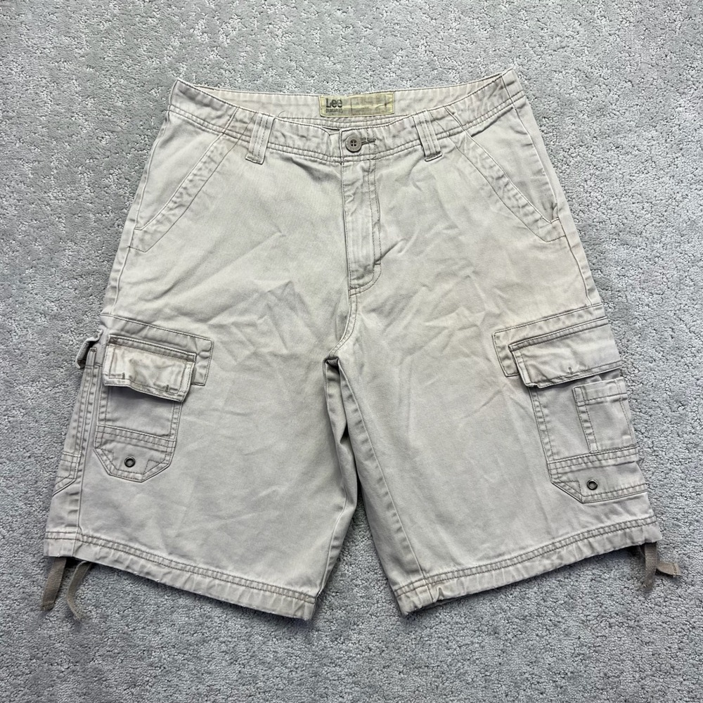 VINTAGE Lee Dungarees Cargo Shorts Mens Size 29 Khaki Cotton Baggy Utility Skate
